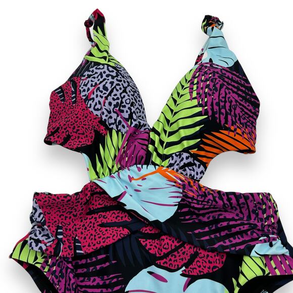 Bar III Multicolor Tropical One Piece Swimsuit - Picture 4 of 9